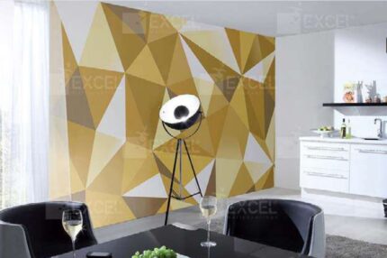 Golden Polygon Geo Mural