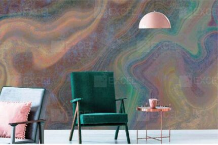 Iridescent Geode Wave Mural