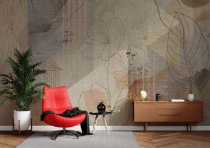 Muted Floral Geometry Fusion Wall