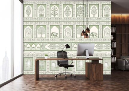 Green Mughal Arch Panel Wall