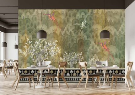 Artistic Forest Bird Landscape Wall