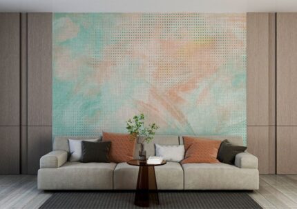 Modern Living Room with Abstract Pastel Wall Art