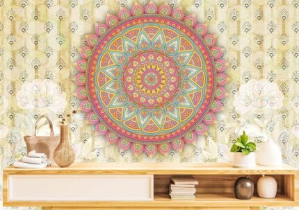 Colorful Mandala Floral Accent Wall