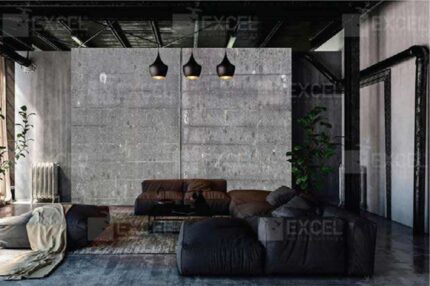 Dark Industrial Concrete Loft Mural