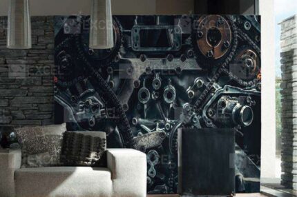 Industrial Steampunk Gears Mechanical Mural