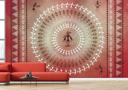 Warli Circular Dance Pattern Wall