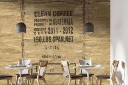 Coffee Sack Jute Typography Cafe Mural