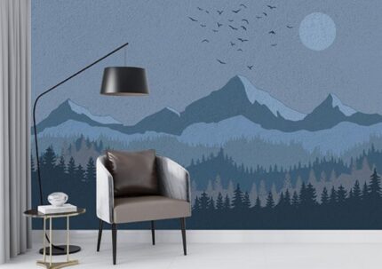 Night Blue Mountain Scene