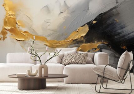 Black Gold Fluid Marble Wall