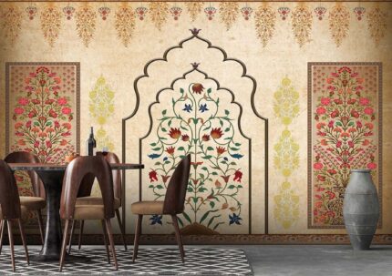 Mughal Arch Floral Panel Wall