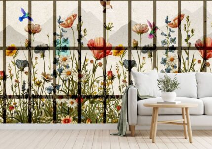 Vintage Botanical Window Mural
