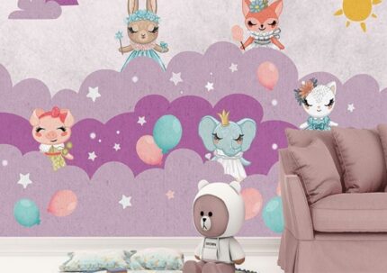 Dreamy Animal Cloud Party Wallpaper