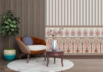 Floral Arch Panel Stripe Fusion Wall