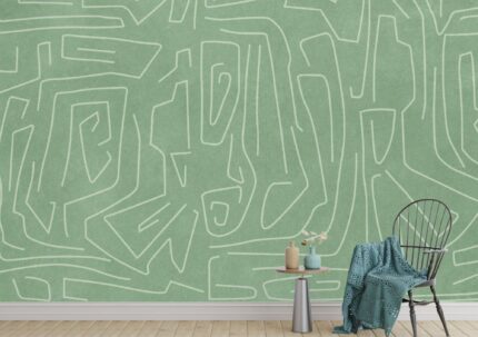 Soft Green Line Maze Pattern Wall