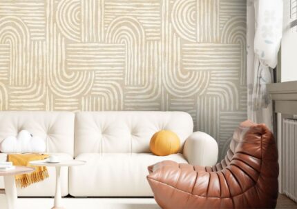 Beige Curve Flow Texture Wall