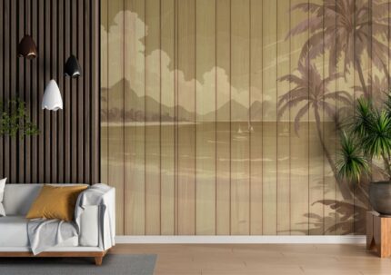 Tropical Sepia Paradise Wall Design