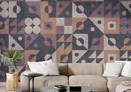 Muted Retro Geometry Mosaic Wall