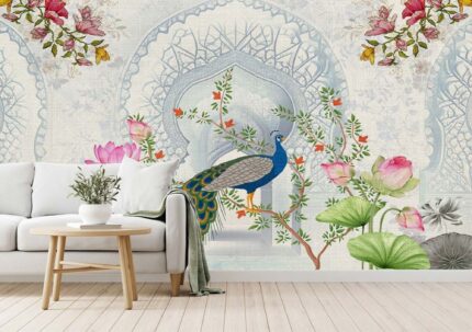 Peacock Lotus Mughal Arch Wall