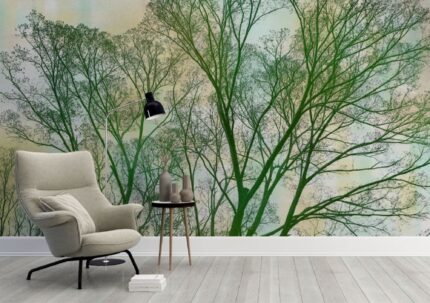 Minimal Green Forest Silhouette