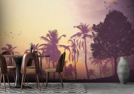 Sunset Palm Shadow Scene