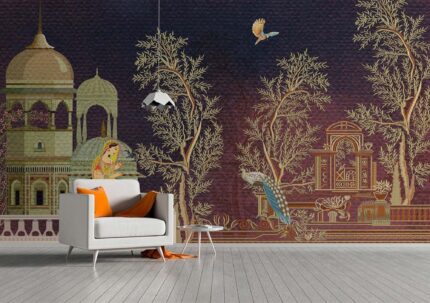 Dark Royal Mughal Nightscape Wall