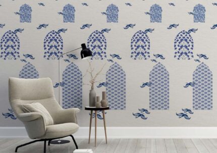 Blue Arch Mughal Pattern Wall