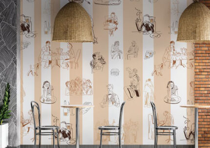 Striped Café Sketch Pattern