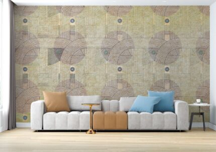 Earthy Arc Grid Pattern Wall