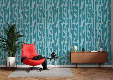 Vertical Abstract Script Pattern Wall