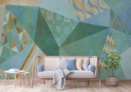 Mint Tribal Polygon Art Wall