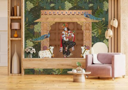 Krishna Folk Garden Mural Wall