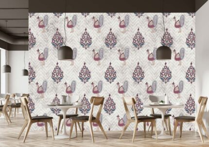 Peacock Motif Dining Wall