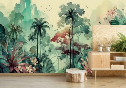Misty Jungle Watercolor Vista