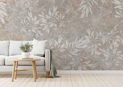 Neutral Leaf Sketch Texture Wall