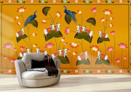 Peacock Lotus Folk Pattern Wall