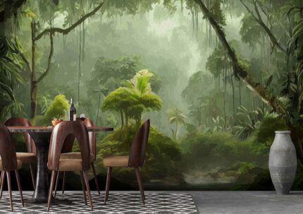 Mystic Rainforest Waterfall Scene