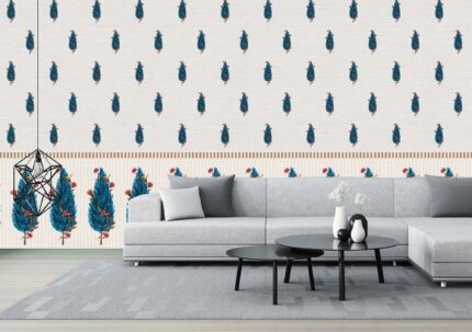 Blue Tree Repetition Pattern Wall