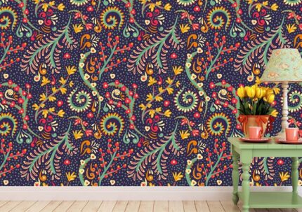 Vibrant Folk Vine Pattern