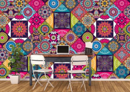 Geometric Mandala Fusion Tiles