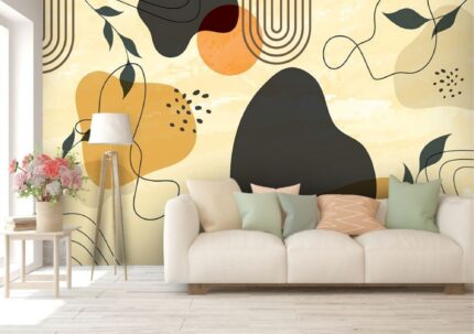 Golden Abstract Organic Flow Wall