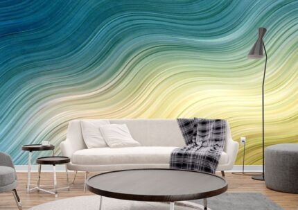 Modern Living Room with Abstract Gradient Wall