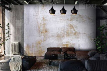 White & Gold Brushstroke Industrial Mural