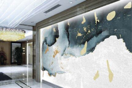 Teal & Gold Ink Wash Luxury Mural Wallpaper