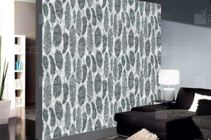 Monochrome Botanical Feather Leaf Mural