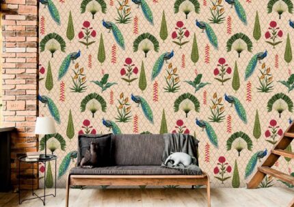 Peacock Floral Heritage Pattern Wall