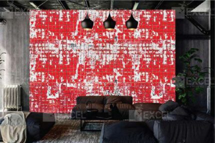 Distressed Red Mosaic Urban Grunge Mural