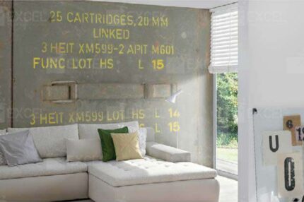 Military Ammo Crate Stencil Text Mural