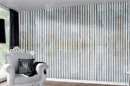 Light Grey Corrugated Sheet Metal Mural