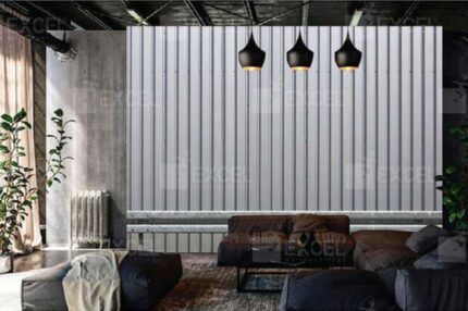 White Corrugated Panel Industrial Mural