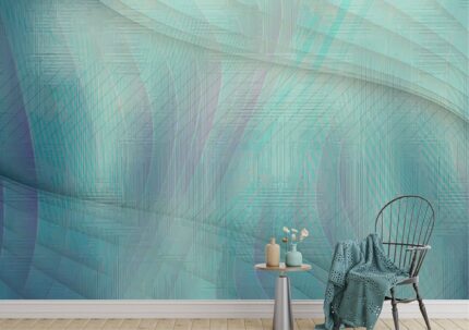 Abstract Teal Texture Wall with Cozy Corner Setup